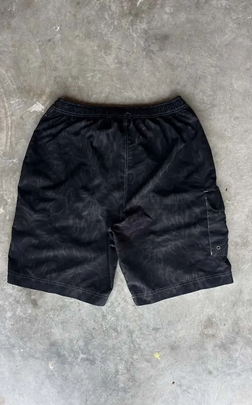 Vintage 00s tribal flames baggy board shorts